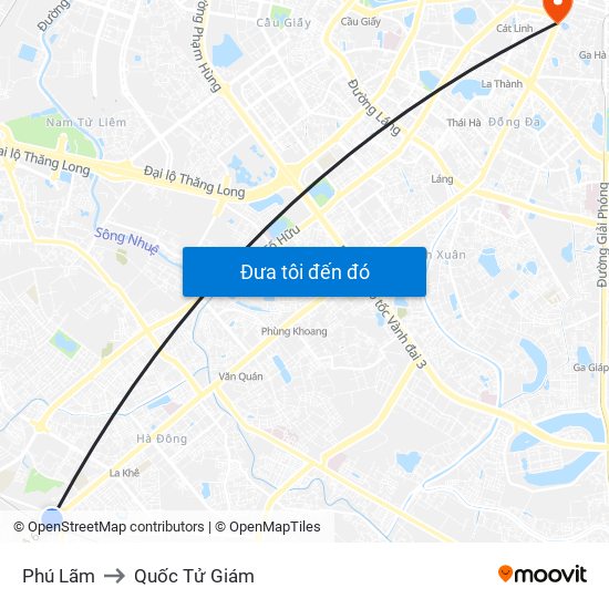 Phú Lãm to Quốc Tử Giám map