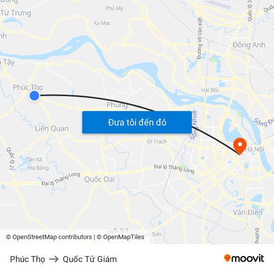 Phúc Thọ to Quốc Tử Giám map