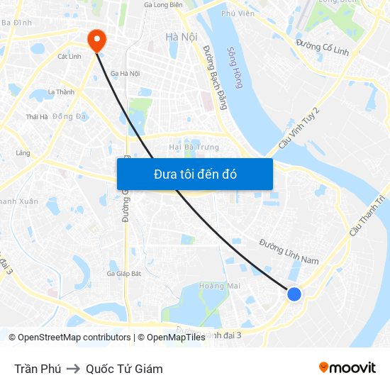 Trần Phú to Quốc Tử Giám map