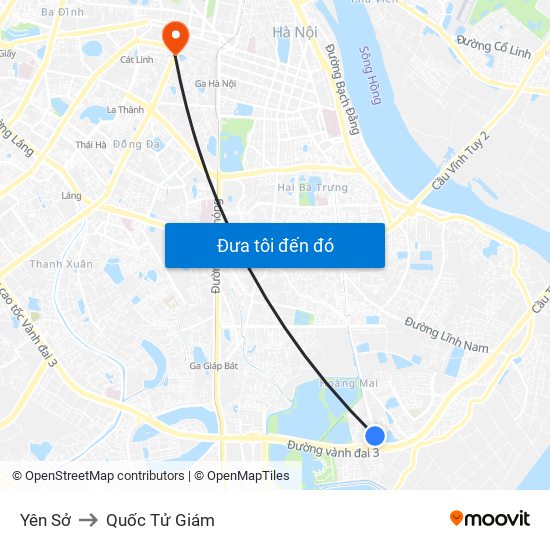 Yên Sở to Quốc Tử Giám map