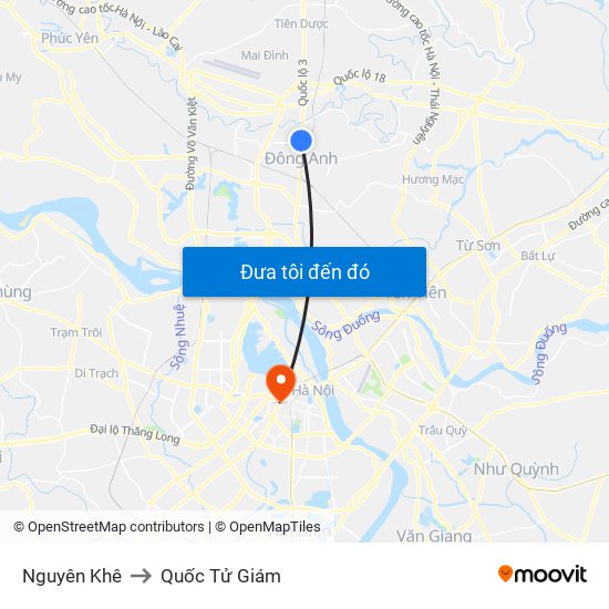 Nguyên Khê to Quốc Tử Giám map