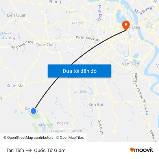 Tân Tiến to Quốc Tử Giám map