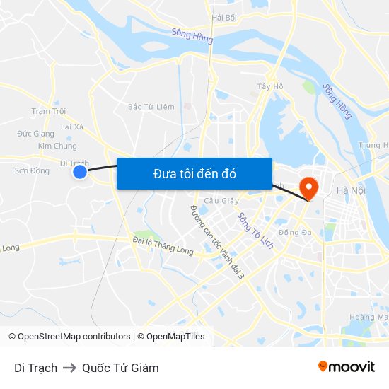 Di Trạch to Quốc Tử Giám map