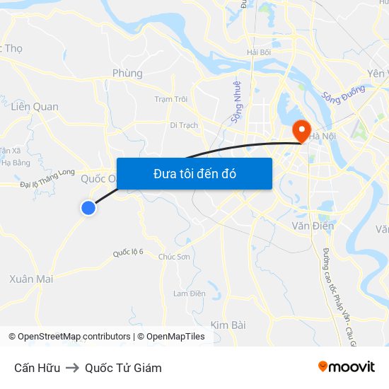 Cấn Hữu to Quốc Tử Giám map