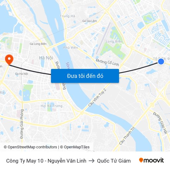 Công Ty May 10 - Nguyễn Văn Linh to Quốc Tử Giám map