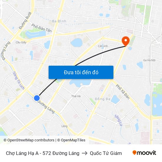 Chợ Láng Hạ A - 572 Đường Láng to Quốc Tử Giám map