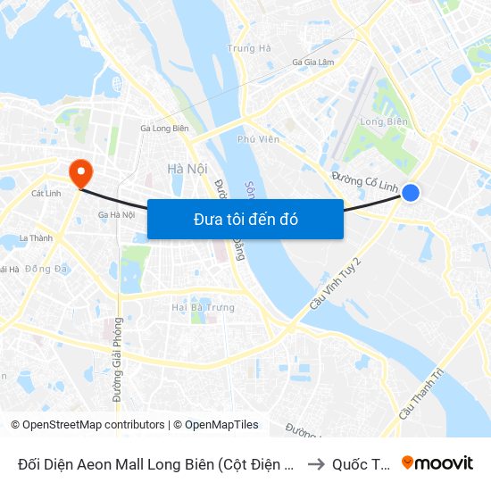 Đối Diện Aeon Mall Long Biên (Cột Điện T4a/2a-B Đường Cổ Linh) to Quốc Tử Giám map