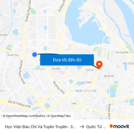 Học Viện Báo Chí Và Tuyên Truyền - 36 Xuân Thủy to Quốc Tử Giám map