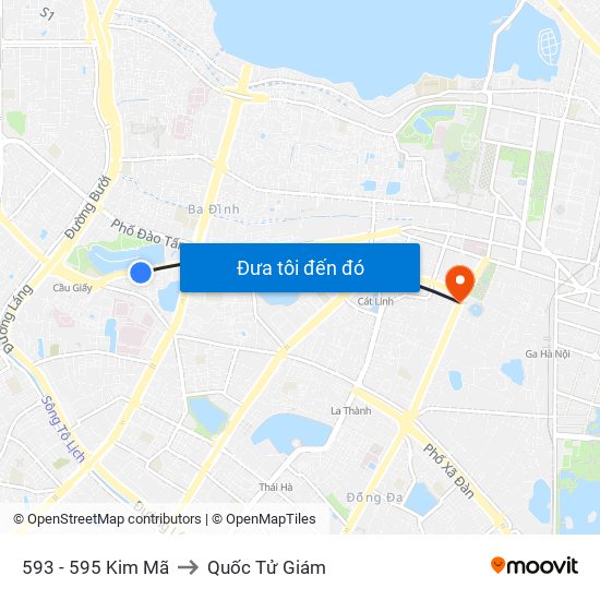 593 - 595 Kim Mã to Quốc Tử Giám map