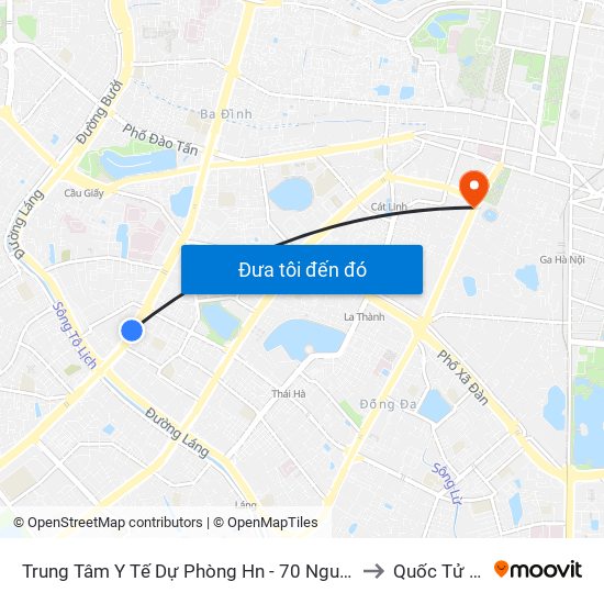 Trung Tâm Y Tế Dự Phòng Hn - 70 Nguyễn Chí Thanh to Quốc Tử Giám map