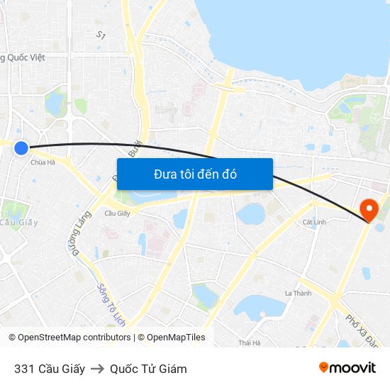 331 Cầu Giấy to Quốc Tử Giám map