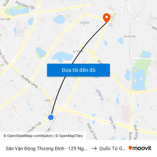 Sân Vận Động Thượng Đình - 129 Nguyễn Trãi to Quốc Tử Giám map