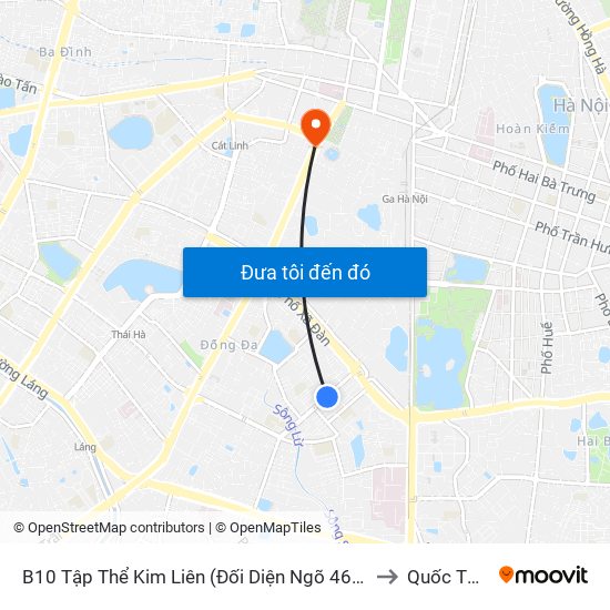 B10 Tập Thể Kim Liên (Đối Diện Ngõ 46b Phạm Ngọc Thạch) to Quốc Tử Giám map