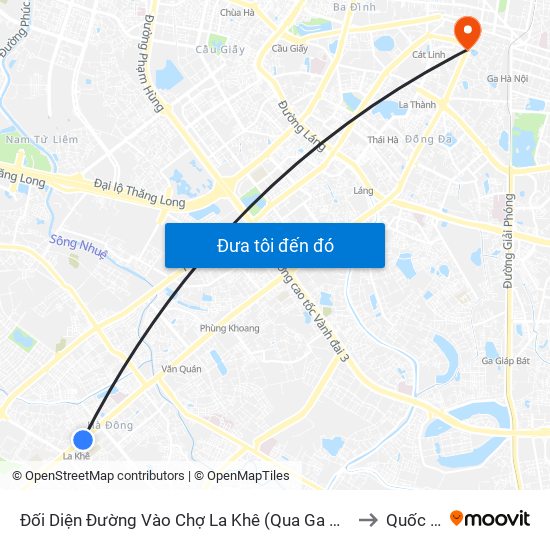 Đối Diện Đường Vào Chợ La Khê (Qua Ga Metro La Khê) - 405 Quang Trung (Hà Đông) to Quốc Tử Giám map