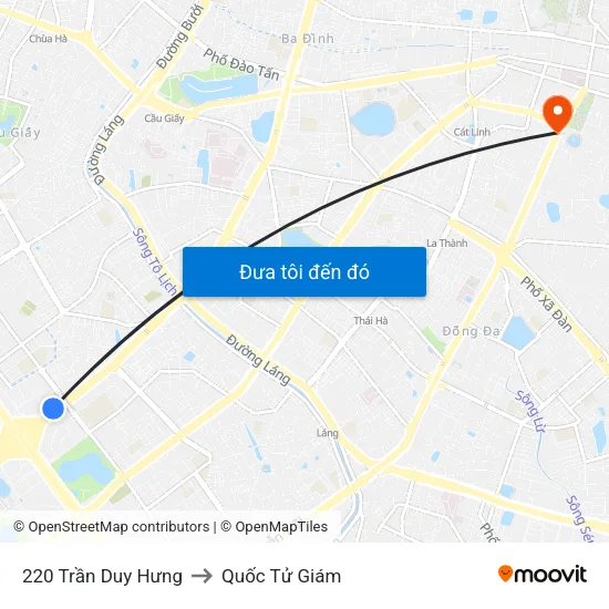 220 Trần Duy Hưng to Quốc Tử Giám map