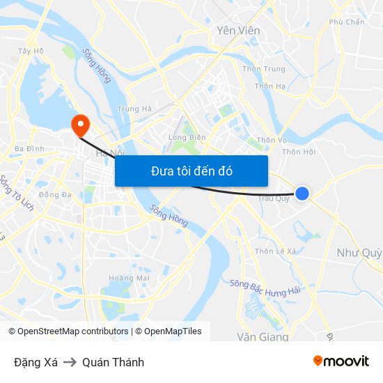 Đặng Xá to Quán Thánh map