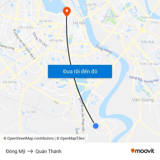 Đông Mỹ to Quán Thánh map