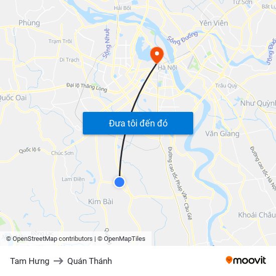 Tam Hưng to Quán Thánh map