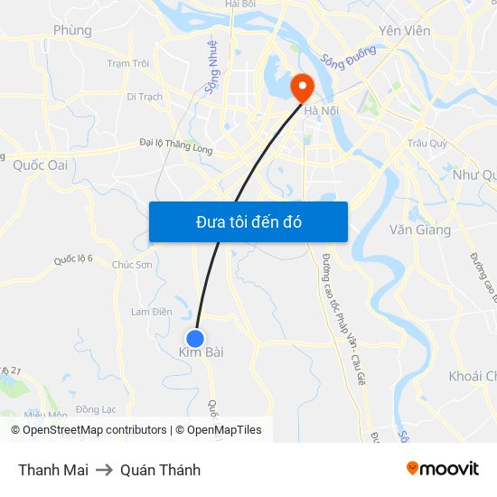 Thanh Mai to Quán Thánh map