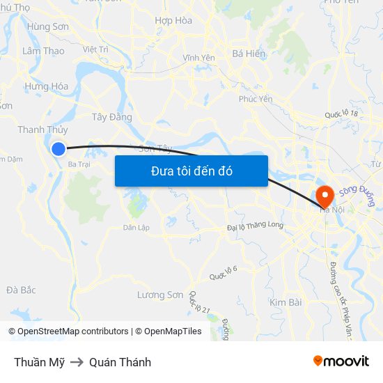 Thuần Mỹ to Quán Thánh map