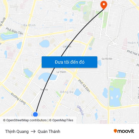 Thịnh Quang to Quán Thánh map