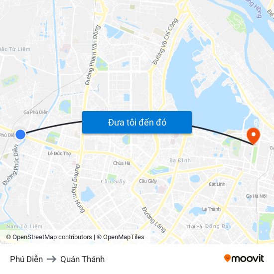 Phú Diễn to Quán Thánh map