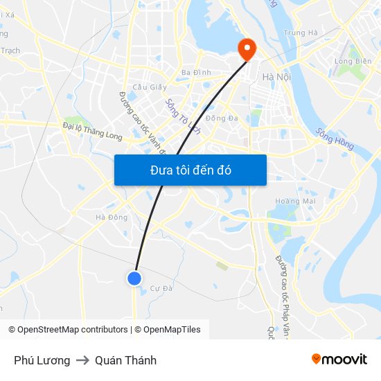 Phú Lương to Quán Thánh map