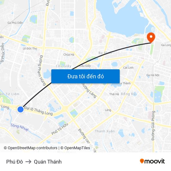 Phú Đô to Quán Thánh map