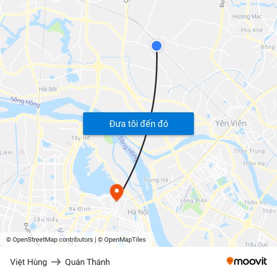 Việt Hùng to Quán Thánh map