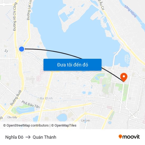 Nghĩa Đô to Quán Thánh map