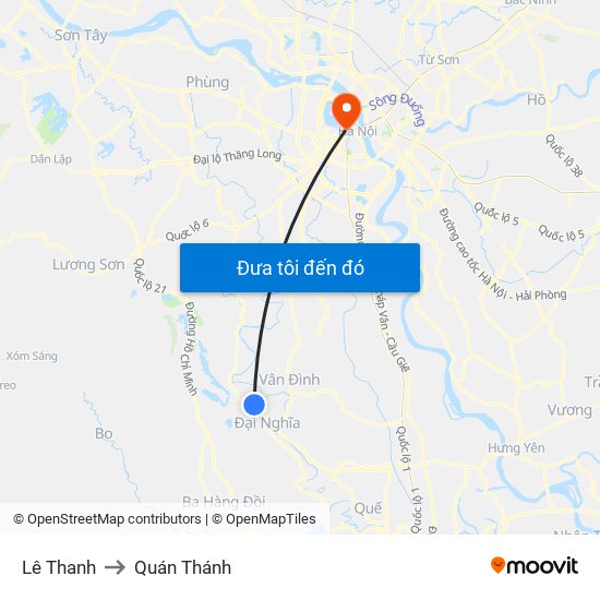 Lê Thanh to Quán Thánh map