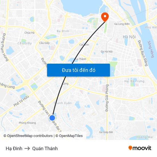 Hạ Đình to Quán Thánh map