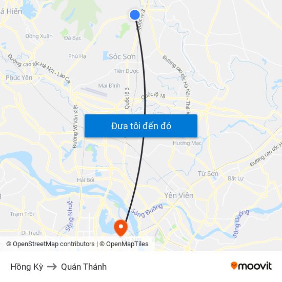 Hồng Kỳ to Quán Thánh map