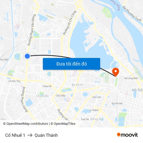 Cổ Nhuế 1 to Quán Thánh map