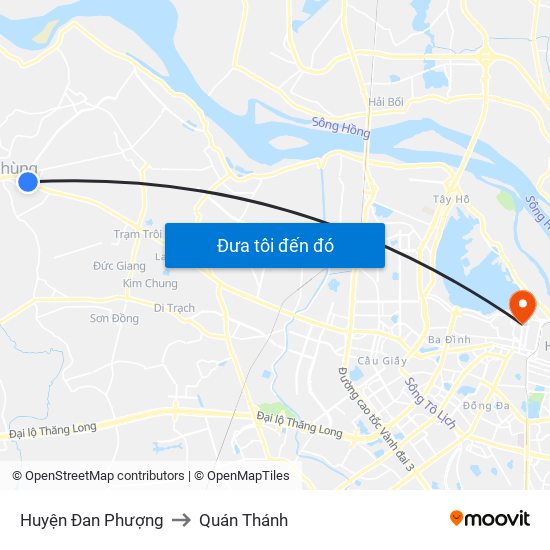 Huyện Đan Phượng to Quán Thánh map