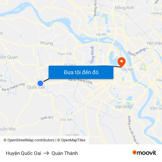 Huyện Quốc Oai to Quán Thánh map