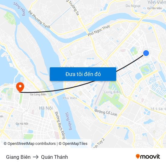 Giang Biên to Quán Thánh map