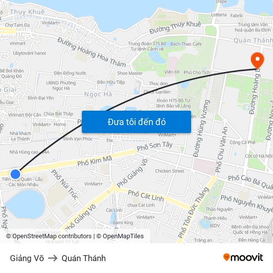 Giảng Võ to Quán Thánh map