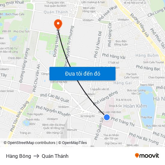 Hàng Bông to Quán Thánh map