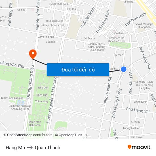 Hàng Mã to Quán Thánh map