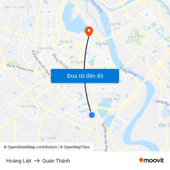 Hoàng Liệt to Quán Thánh map