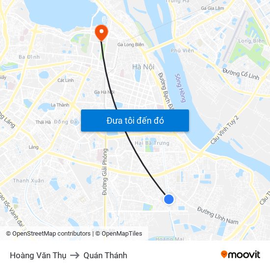 Hoàng Văn Thụ to Quán Thánh map