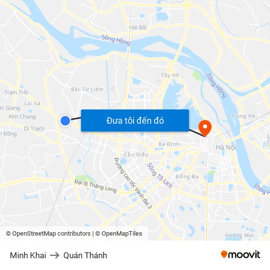 Minh Khai to Quán Thánh map