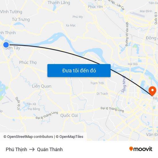 Phú Thịnh to Quán Thánh map