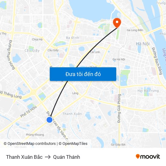 Thanh Xuân Bắc to Quán Thánh map