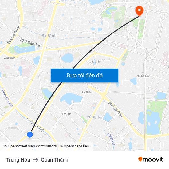 Trung Hòa to Quán Thánh map