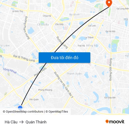 Hà Cầu to Quán Thánh map