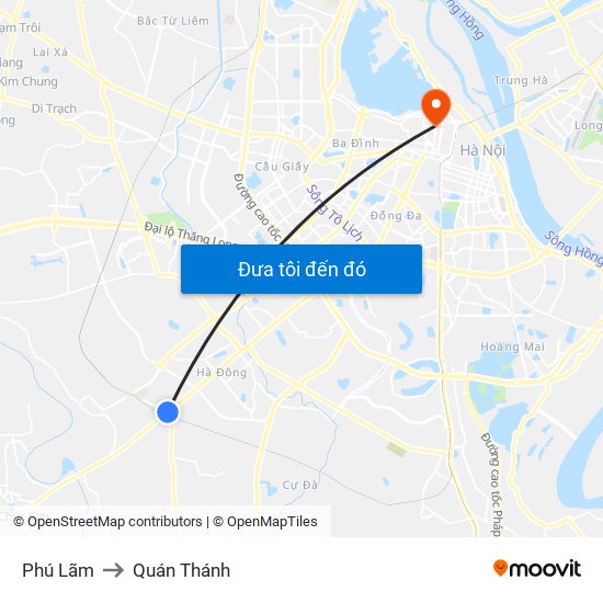 Phú Lãm to Quán Thánh map