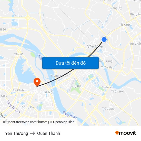 Yên Thường to Quán Thánh map