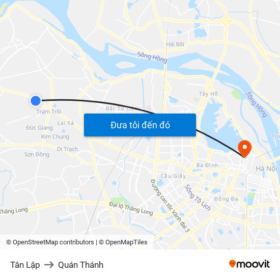 Tân Lập to Quán Thánh map